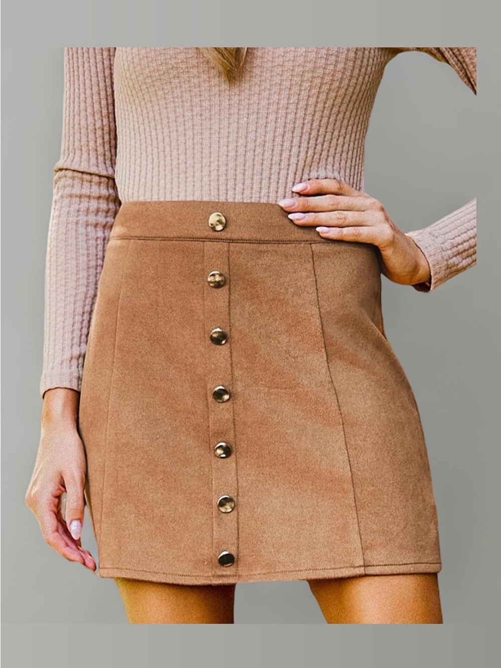 Cupshe Faux Suede/Lined Skirt